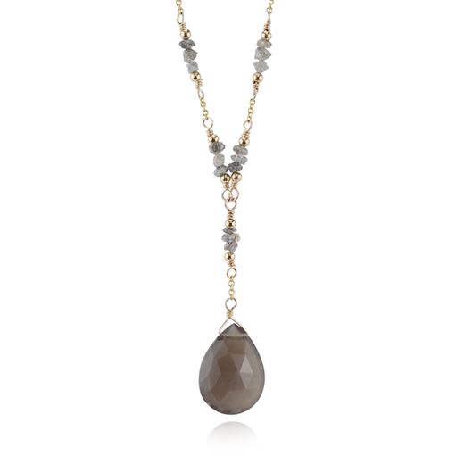 Grey moonstone and grey diamonds necklace by Mounir